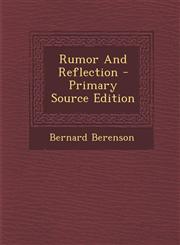 Rumor And Reflection - Primary Source Edition,1294062271,9781294062271