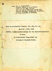 Conductometric Method for the Micro-Determination of Urea Reprinted from the Biochemical Journal, Vol. XXX, No. 12 1936