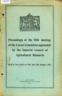 Proceedings of the Fifth Meeting of the Locust Committee Appointed by the Imperial Council of Agricultural Research : Held at New Delhi on 15th and 16th January - 1934