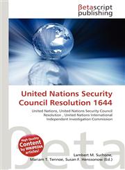 United Nations Security Council Resolution 1644,6136216426,9786136216423