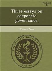 Three essays on corporate governance.,1249904951,9781249904953
