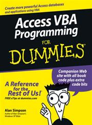 Access VBA Programming for Dummies,0764574116,9780764574115