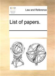 List of papers.,1170868118,9781170868119