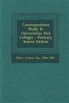 Correspondence Study in Universities and Colleges - Primary Source Edition,1287794610,9781287794615