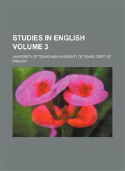 Studies in English Volume 3,1235951340,9781235951343