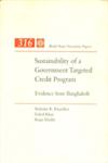 Sustainability of a Government Targeted Credit Program Evidence from Bangladesh,0821335162,9780821335161
