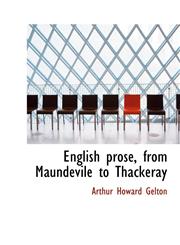 English Prose, from Maundevile to Thackeray,1116748770,9781116748772