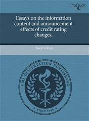 Essays on the information content and announcement effects of credit rating changes.,1243748494,9781243748492