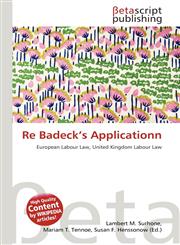 Re Badeck's Applicationn,6136029812,9786136029818