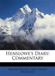 Henslowe's Diary Commentary,1149110856,9781149110850