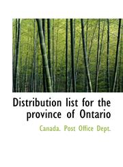 Distribution List for the Province of Ontario,1117233723,9781117233727