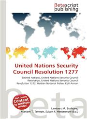United Nations Security Council Resolution 1277,6135092111,9786135092110