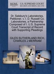 Dr. Salsbury's Laboratories, Petitioner, v. I. D. Russell Co. Laboratories, a Partnership Composed of I. U.S. Supreme Court Transcript of Record with Supporting Pleadings,1270407074,9781270407072