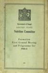 Nutrition Committee Formation : First General Meeting and Programme for 1940-41