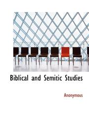 Biblical and Semitic Studies,111650572X,9781116505726