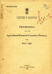 Proceedings of the Agricultural Research Committee Meetings for May 1965