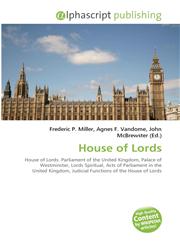 House of Lords,6130040776,9786130040772