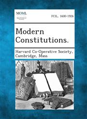 Modern Constitutions.,1287347355,9781287347354