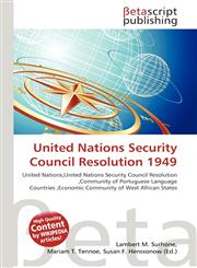 United Nations Security Council Resolution 1949,6136213109,9786136213101