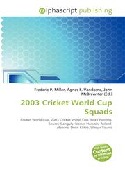 2003 Cricket World Cup Squads,6135625527,9786135625523
