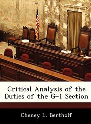 Critical Analysis of the Duties of the G-1 Section,1288283407,9781288283408
