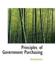 Principles of Government Purchasing,1116012766,9781116012767