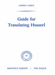 Guide for Translating Husserl,9024714524,9789024714520