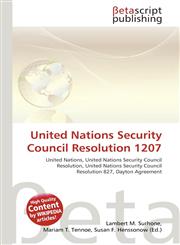 United Nations Security Council Resolution 1207,6135087541,9786135087543