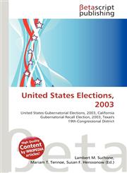 United States Elections, 2003,6135156349,9786135156348