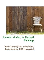 Harvard Studies in Classical Philology,1110996675,9781110996674