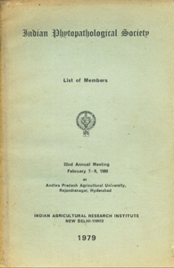 Indian Phytopathological Society - List of Members (32nd Annual Meeting February - 7-9-1980 at Andhra Pradesh Agricultural University, Rajendranagar, Hyderabad)