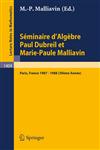 Séminaire d'Algèbre Paul Dubreil et Marie-Paule Malliavin Proceedings Paris 1987-1988 (39ème Année),3540518126,9783540518129