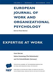 Expertise at Work European Journal of Work & Organizational Psychology,0863779727,9780863779725
