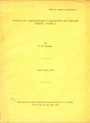 Notes on Trematode Parasites of Indian Birds, Part 1 Reprinted from the Allahabad University Studies, U.P., India - Vol. 12, No. 12