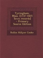 Tyringham, Mass. [1737-1825 Town Records],1289658277,9781289658274