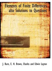 Elements of Finite Differences also Solutions to Questions,1140402226,9781140402220