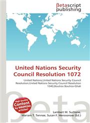 United Nations Security Council Resolution 1072,6136186527,9786136186528