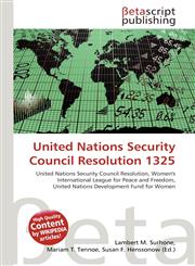 United Nations Security Council Resolution 1325,6135096680,9786135096682