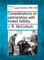 Considerations on partnerships with limited liability.,1240140703,9781240140701