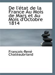 de L' Tat de La France Au Mois de Mars Et Au Mois D'Octobre 1814,1113392541,9781113392541