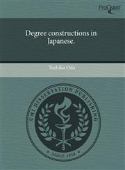 Degree constructions in Japanese.,1243585706,9781243585707