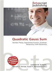 Quadratic Gauss Sum,613294804X,9786132948045