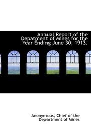 Annual Report of the Depatment of Mines for the Year Ending June 30, 1913.,1140532049,9781140532040