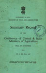 Summary Record of the Conference of Central and State Ministers of Agriculture held at Mussoorie from 28th to 30th June, 1956