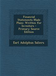 Financial Statements Made Plain Written for Investors - Primary Source Edition,1295435810,9781295435814