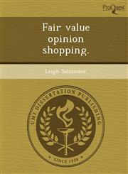 Fair value opinion shopping.,1243737093,9781243737090