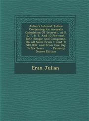 Julian's Interest Tables Containing An Accurate Calculation Of Interest, At 5, 6, 7, 8, 9, And 10 Per-cent, Both Simple And Compound, On All Sums From 1 Cent To $10,000, And From One Day To Six Years ...... - Primary Source Edition,1295202069,9781295202065