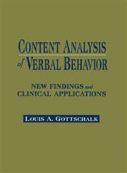 Content Analysis of Verbal Behavior New Findings and Clinical Applications,0805815589,9780805815580
