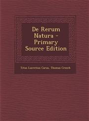 de Rerum Natura - Primary Source Edition,1293696919,9781293696910