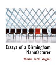 Essays of a Birmingham Manufacturer,1103306898,9781103306893